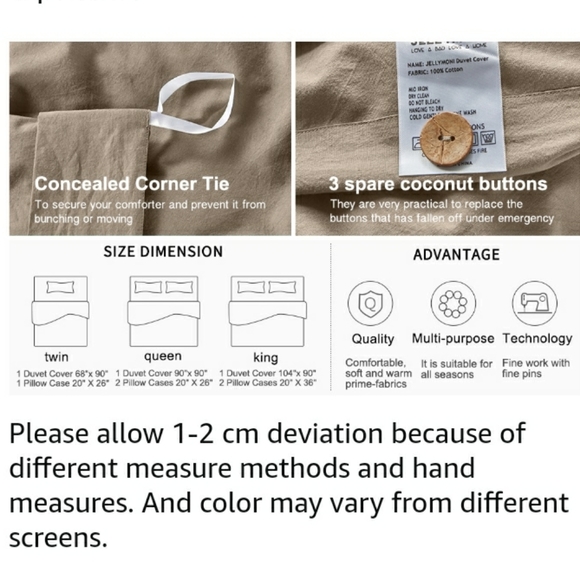 ⭐🆕 Khaki Washed Cotton Duvet Cover Set - Picture 9 of 11